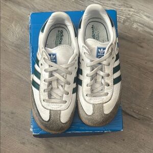Adidas Kids' White and Green Sneakers